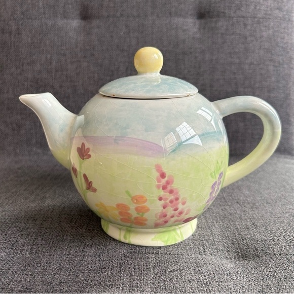 Other - Colorful Floral Teapot, Blue, Green, Pink Pastels, 16 oz